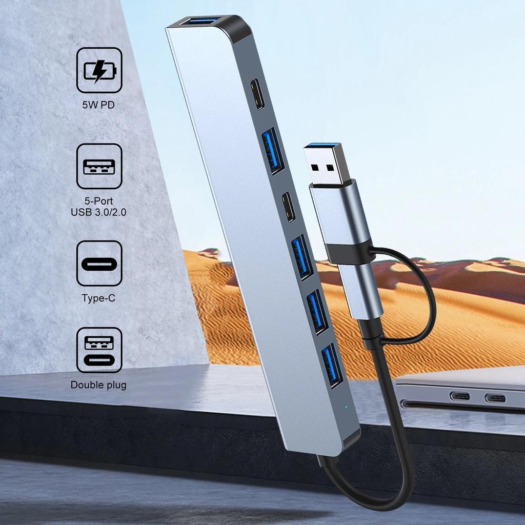 Bộ Hub Chuyển Đổi USB A + USB c Sang USB 2.0 / 3.0 Đọc Thẻ SD / TF Nhiều Cổng USB Type-c Cho Macbook iPad