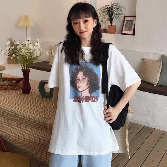 Áo thun nữ in hình cô gái siêu xinh dáng rộng