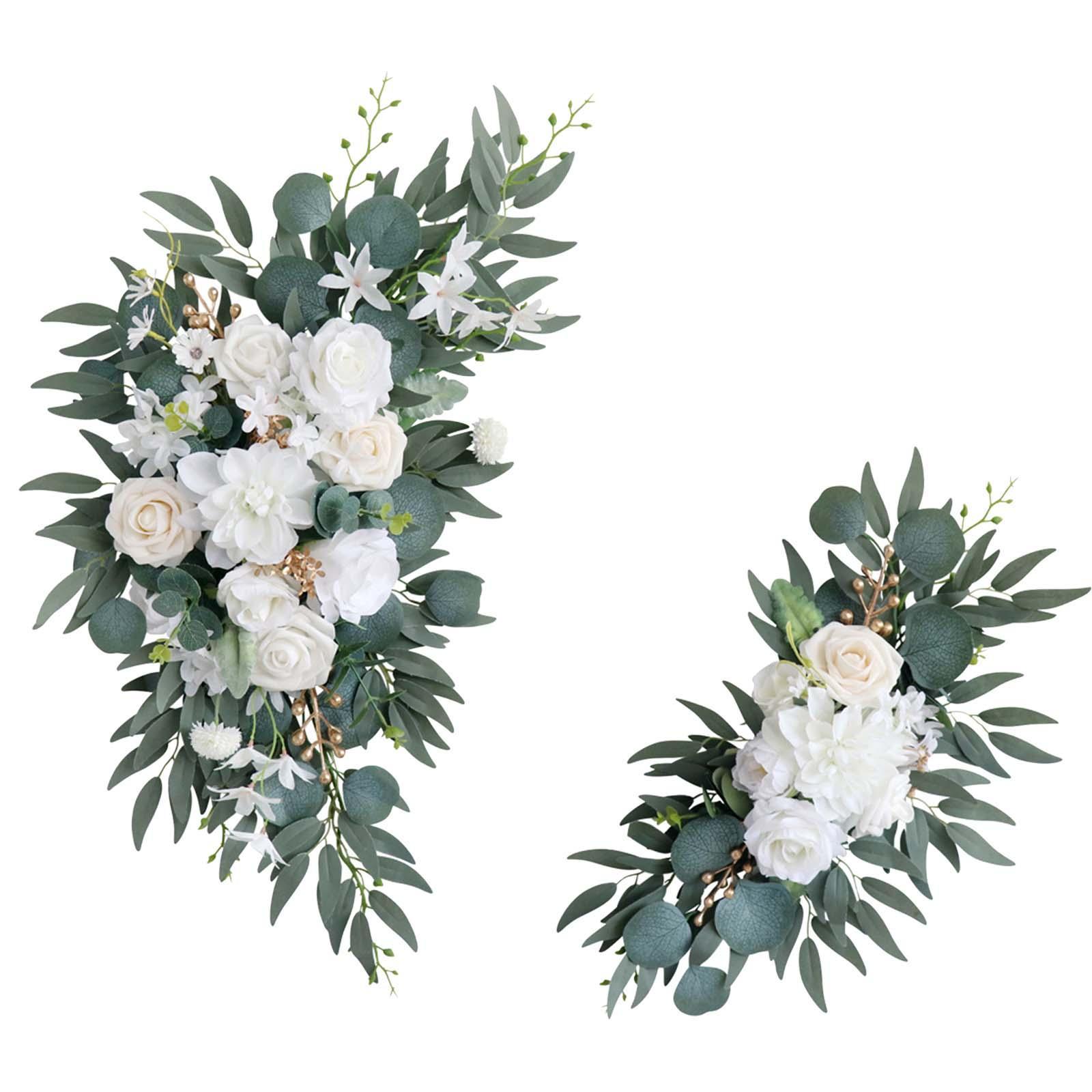 Wedding Arch Rose Wreaths Artificial Flower Swag Hanging Green Leaves Farmhouse Rustic Wedding Arch Swag for Reception Table Arbor Ornament