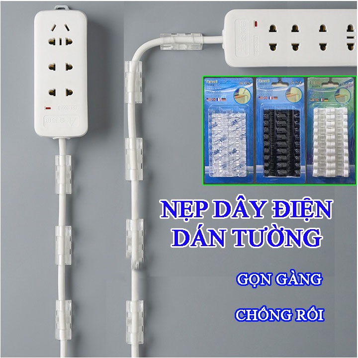 Nẹp Dây Điện Miếng Dán Tường Siêu Dính , Kẹp Đi Dây Điện Kẹp Cố Định Và Giữ Luồn Dây Điện Siêu Sốc an toàn tiện lợi dễ lắp đặt Dây Mạng 