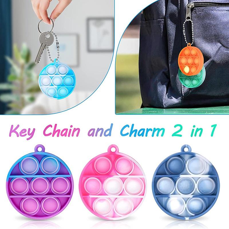 Set 6 móc khóa đồ chơi mini hình tròn bằng silicone