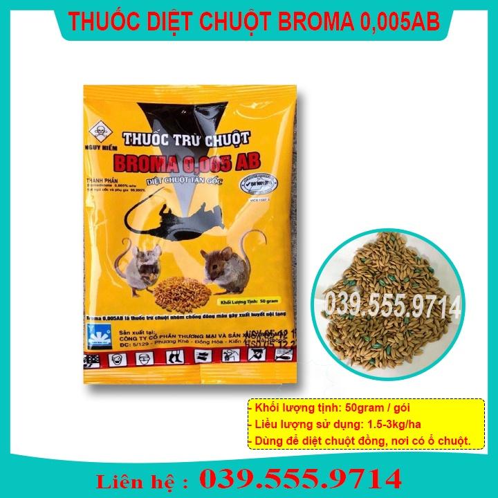 5 GÓI THÓC CHUỘT BROMA 0,005 AB - DIỆT CHUỘT TẬN GỐC