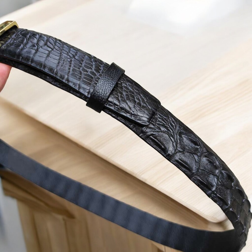 BIG SALE..! Thắt Lưng Cá Sấu CÓ GÙ RẤT ĐẸP TS106V (mặt vàng)