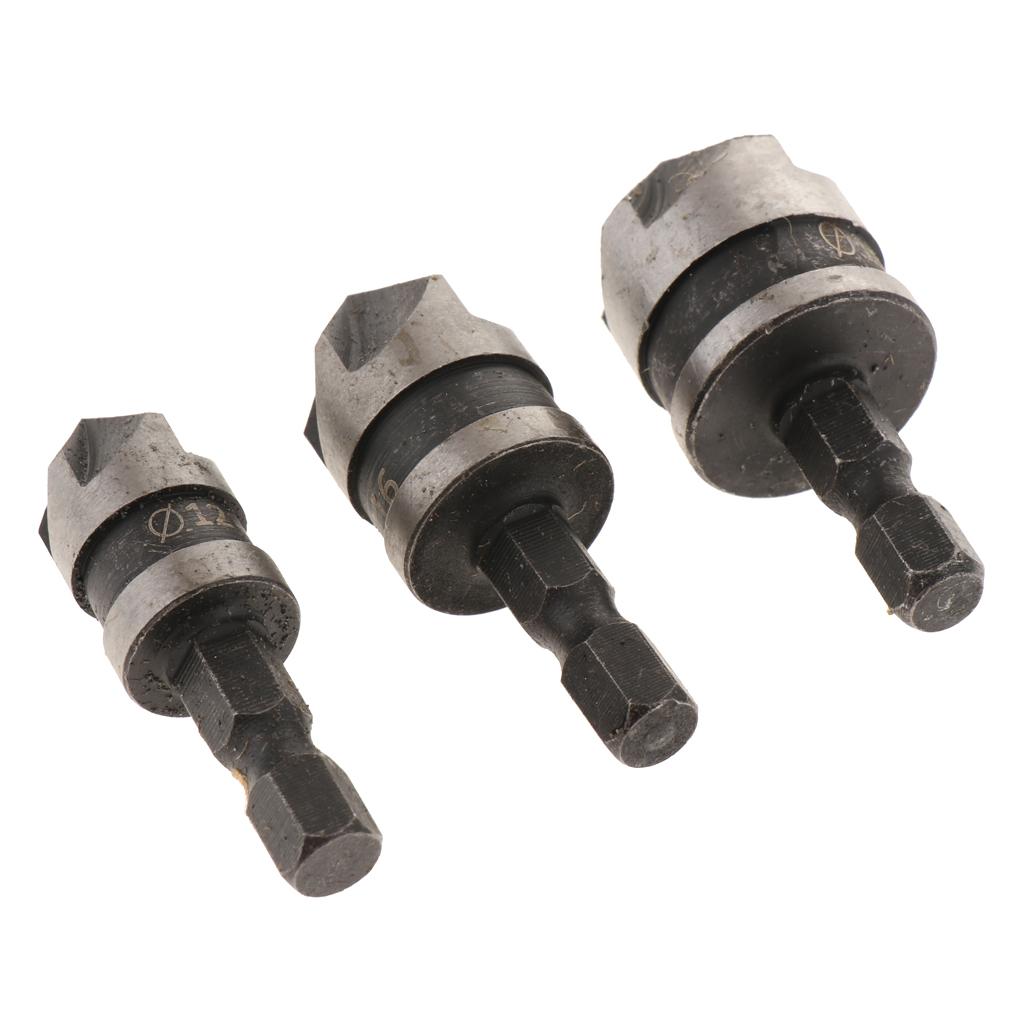 3Pcs 90 Degree Countersink Drill Bit, Deburring Metal Wood Drill Bit Set