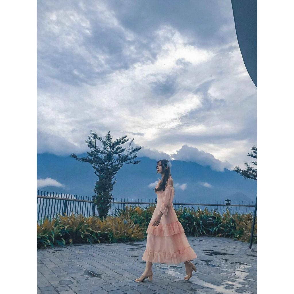 Váy Maxi Tay Bồng 2 Màu Dáng Dài Xòe, Đầm Dự Tiệc cưới Sang trọng Hàn Quốc nàng chân ngắn SAVVY