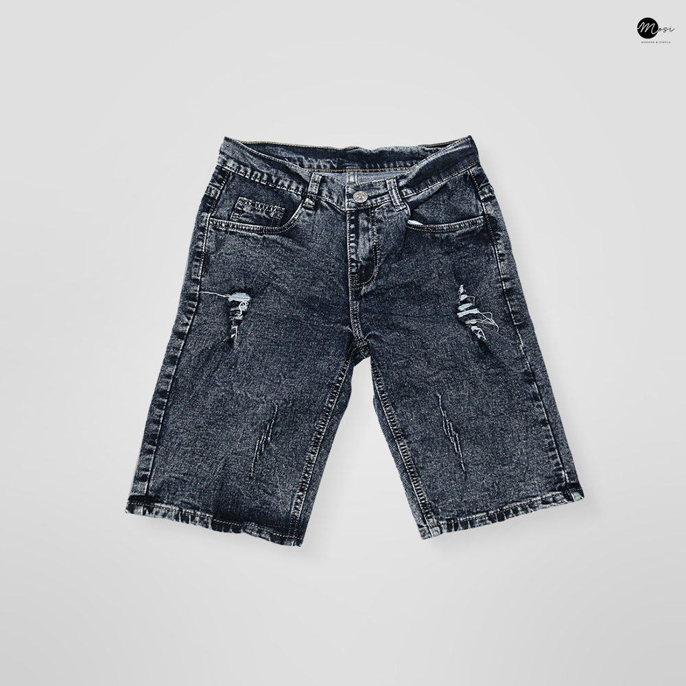 Quần Jean Short Nam Màu xám rách Cao Cấp Co Giãn Form Dáng Ôm Skinny Trẻ Cực Cool