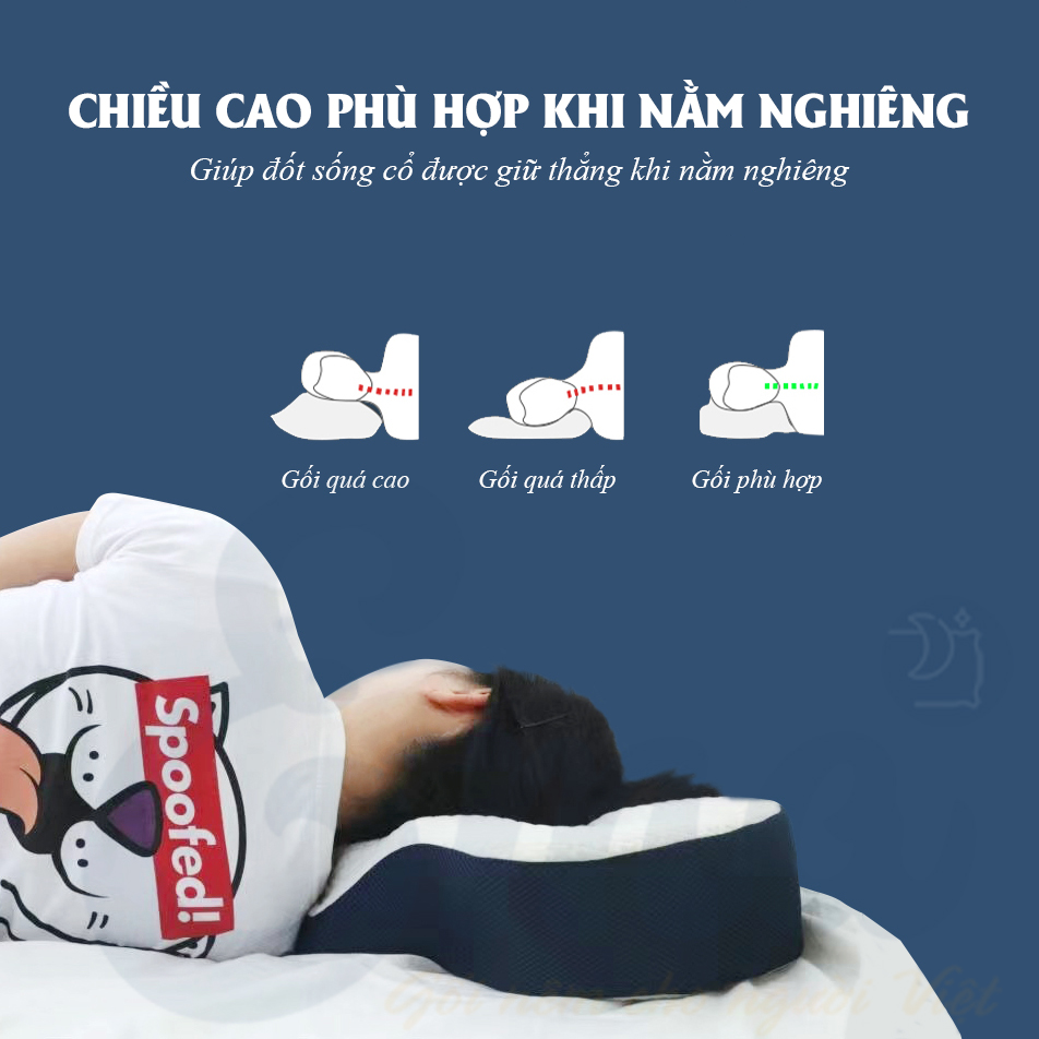 Gối công thái học EMA chống đau mỏi cổ vai gáy chất liệu Memory Foam cao cấp - Kích thước 58x34x10cm