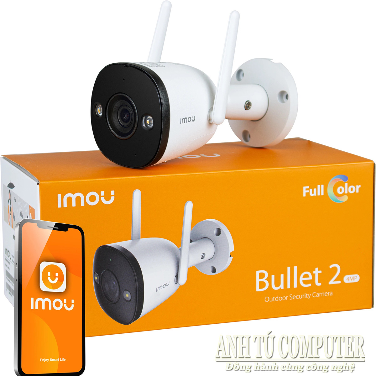 Camera WIFI FullColor 4MP có đàm thoại 2 chiều IMOU BULLET 2 IPC-F42FEP hàng chính hãng