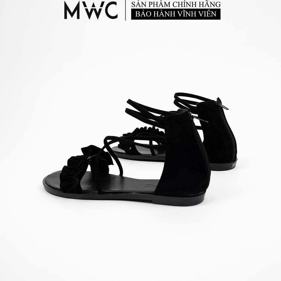 Giày Sandal Nữ MWC Quai Ngang Bèo Phong Cách Chiến Binh Màu Đen NUSD-12017