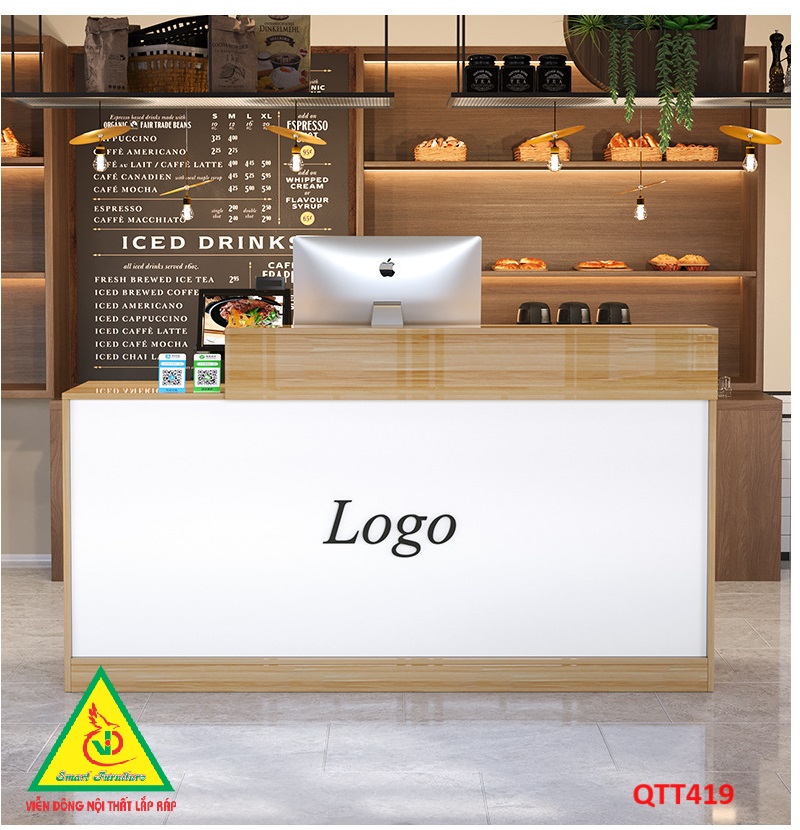 QUẦY LỄ TÂN, QUẦY TIẾP TÂN, QUẦY TÍNH TIỀN, QUẦY THU NGÂN QTT419 - Nội thất lắp ráp Viễn Đông Adv