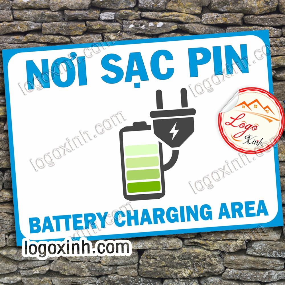 LOGO TEM STICKER BIỂN BÁO KHU VỰC NƠI SẠC PIN- BATTERY CHARGING AREA - MÀU XANH