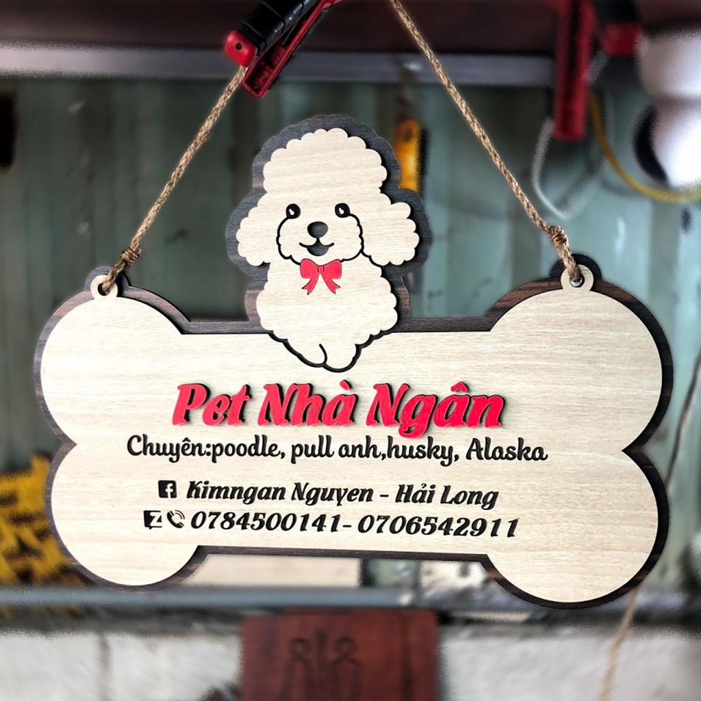 Bảng hiệu gỗ tên shop thú cưng
