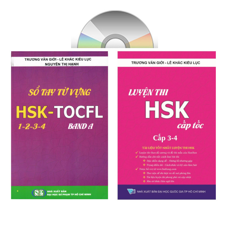 Sách-Combo 2 sách Sổ tay từ vựng HSK1-2-3-4 và TOCFL band A + Luyện thi HSK cấp tốc - Cấp 3-4
