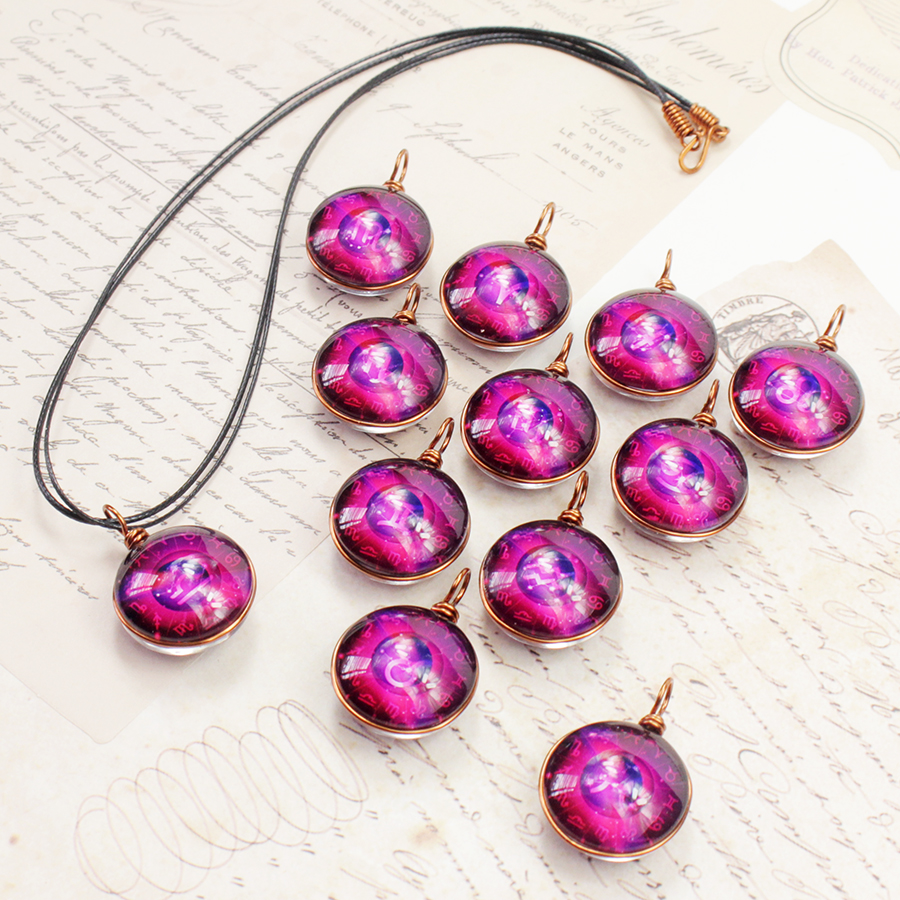 Dây chuyền 12 cung hoàng đạo Zodiac tông tím huyền bí 06647-DC003