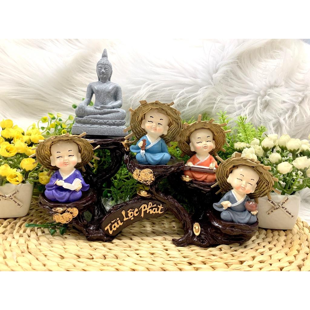 Full Set Phật Thích Ca cùng các chú tiểu Cầm Kỳ tọa đế Tài Lộc Phát