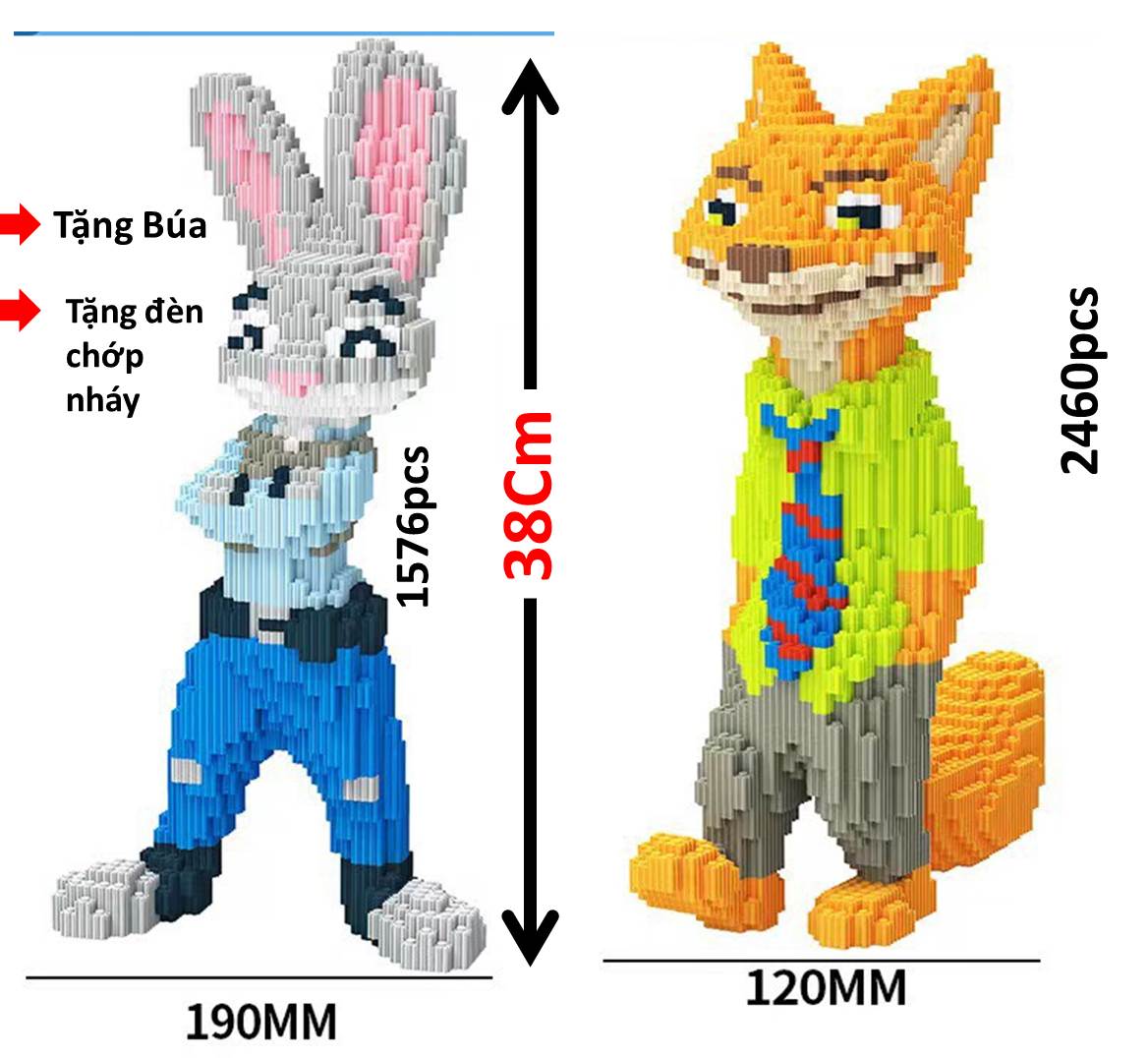 Mô Hình Đồ Chơi lego Cáo và Thỏ cảnh Sát quà Tặng cho bé