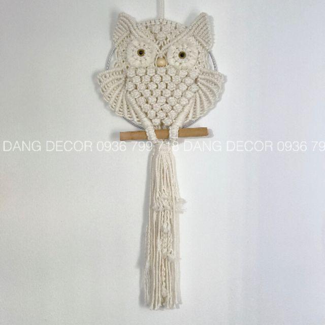 Cú macrame treo tường trang trí size vừa