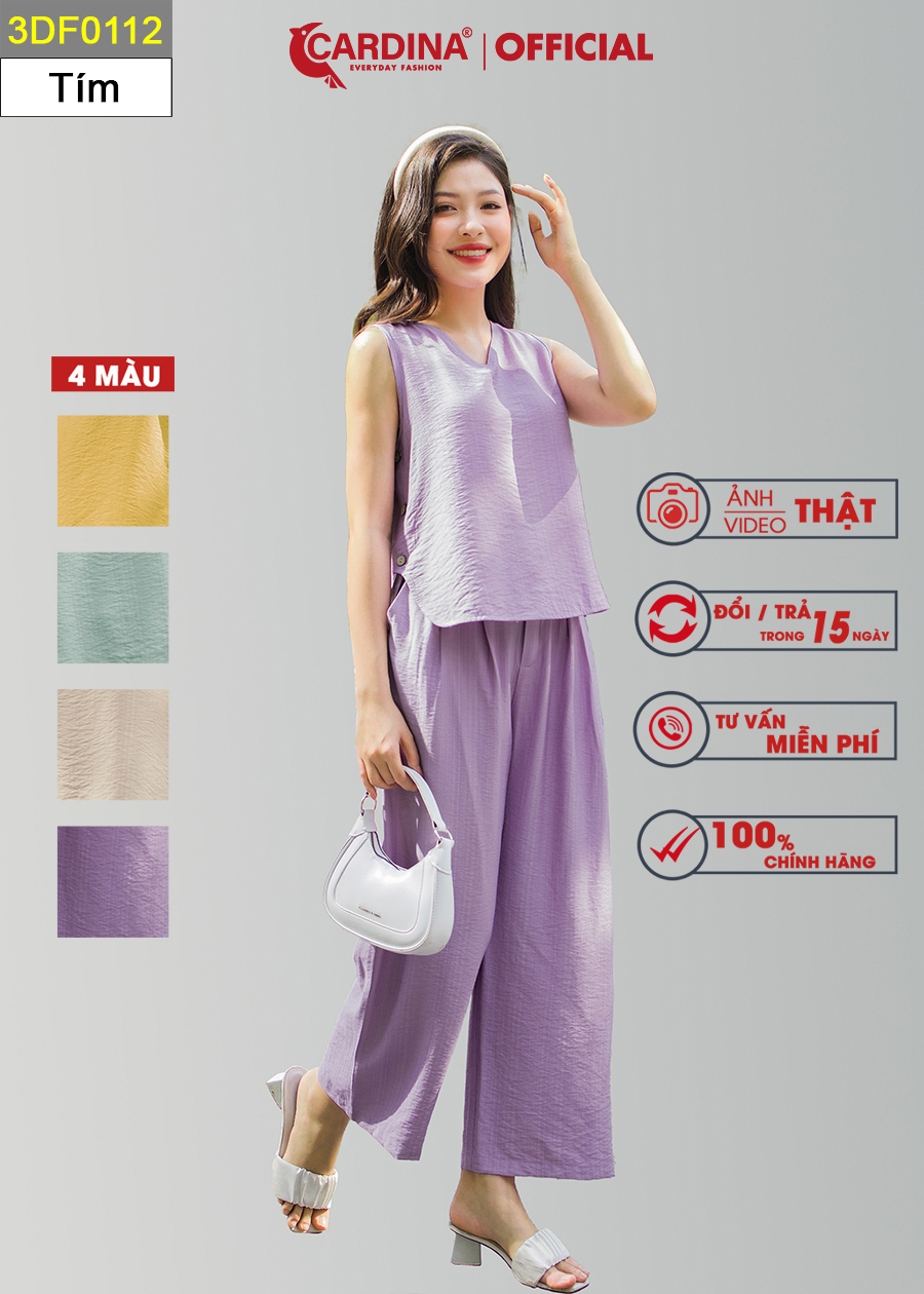 Đồ Bộ Nữ CARDINA Chất Đũi BamBoo Xước Cao Cấp Áo Sát Nách Quần Dài Màu Sắc Tinh Tế 3DF01