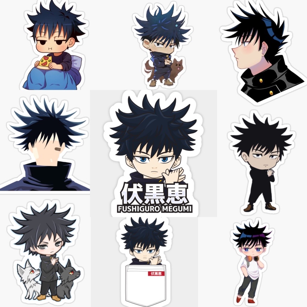 Ảnh Sticker Gojo satoru itadori 30-60 cái ép lụa khác nhau/Hình dán decal JuJutsu Kaisen