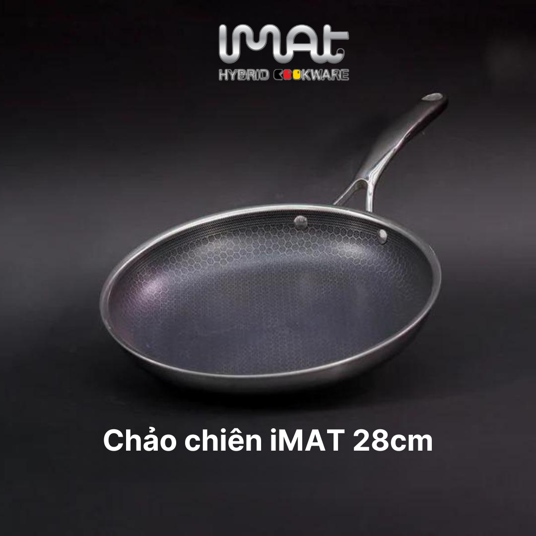 [Hàng chính hãng] Chảo chiên inox iMat Hybrid Blackcube 28cm, Phủ chống dính Daikin-Nhật Bản thế hệ mới