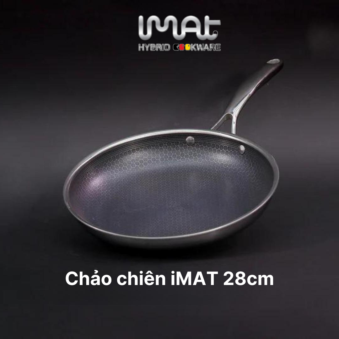Hàng chính hãng: Chảo chiên inox chống dính iMat Hybrid đủ các cỡ 20|24|26|28|30cm, chiên, áp chảo