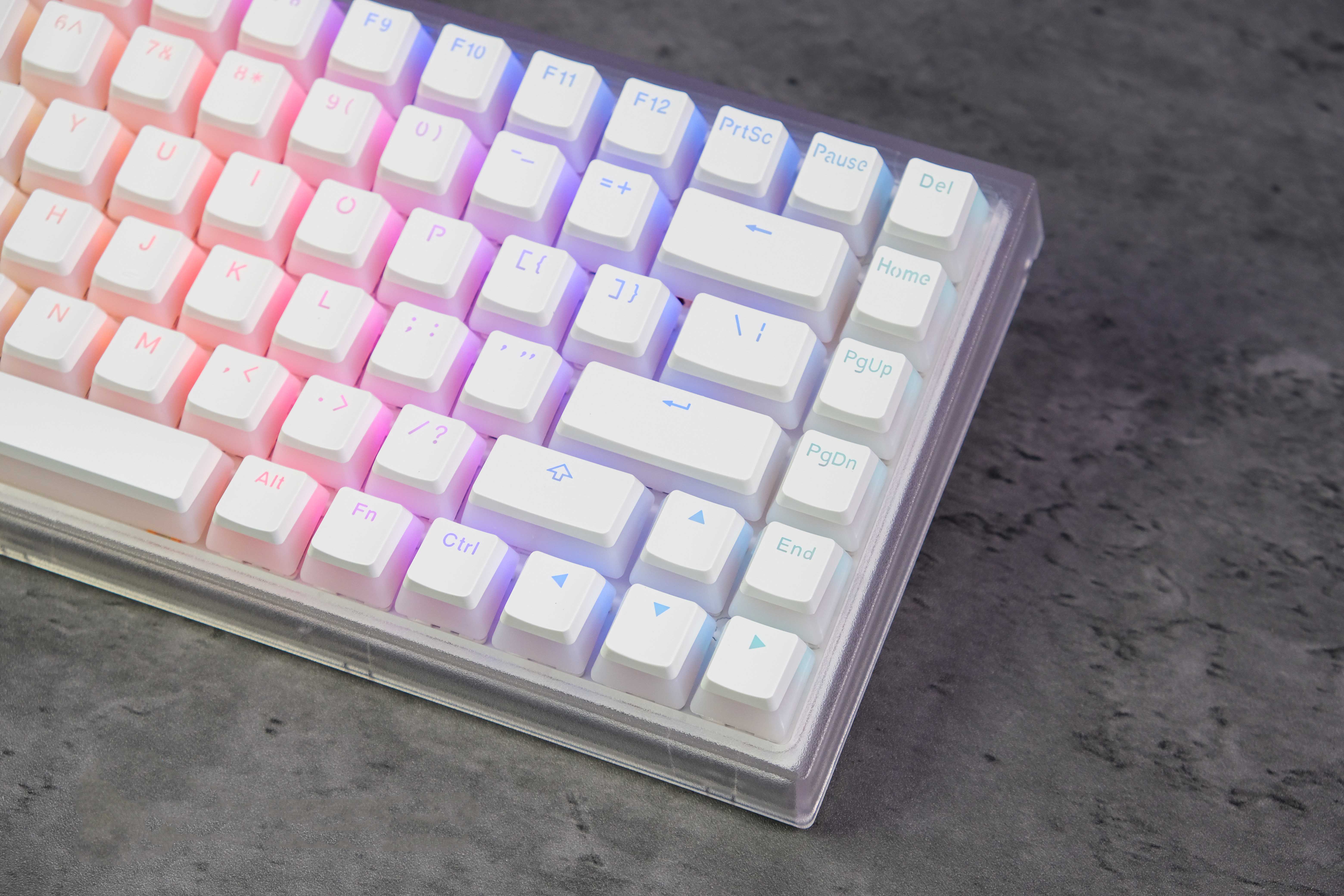 Bàn phím cơ Keycool KC84 Pro Transparent White RGB Hotswap Three-mode Bluetooth 5.0/ 2.4G/ Type-C - hàng chính hãng