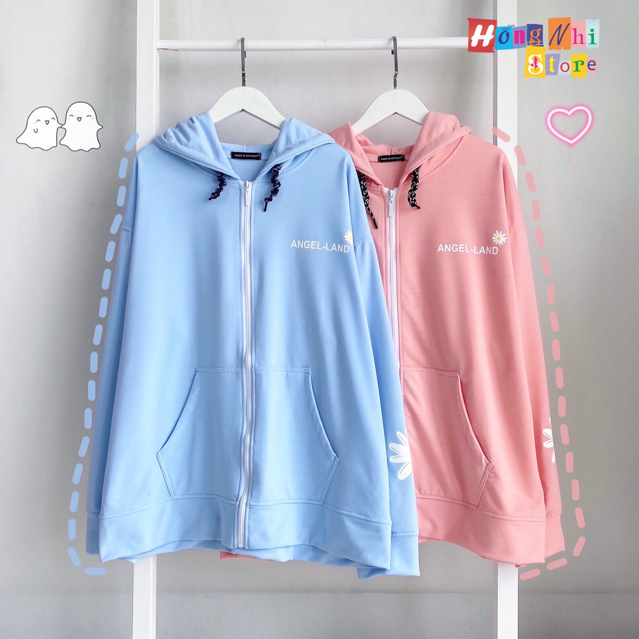 Áo Khoác Hoodie Zip In Hình Chữ A Oversize Ulzzang Unisex Dáng Rộng - MM