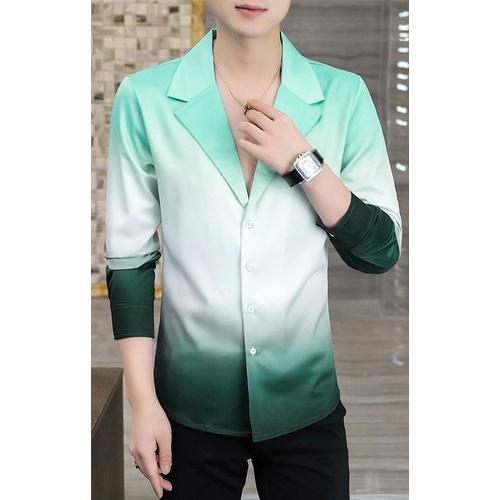 Áo sơ mi nam, Áo sơ mi dài tay cổ chữ V, In phối màu mang phong cách hàn quốc, lịch lãm sang trọng. Mã T14