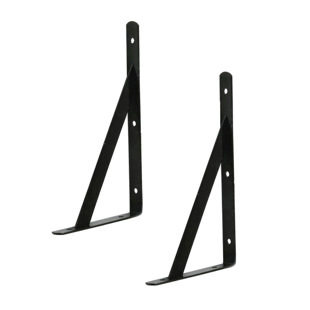 2X Pack 2 Metal L Shaped Wall Bracket Support DIY Home Decor 200x120x2mm,Black
