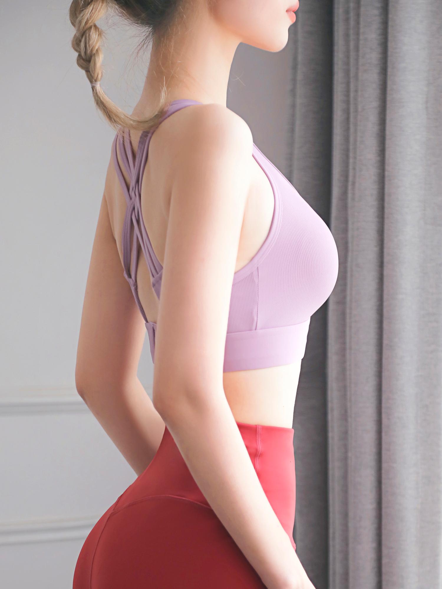 Phụ nữ Yoga Áo ngực Thể thao Gân V Cổ tập luyện Chạy bộ Dây miễn phí Áo vest thông thường