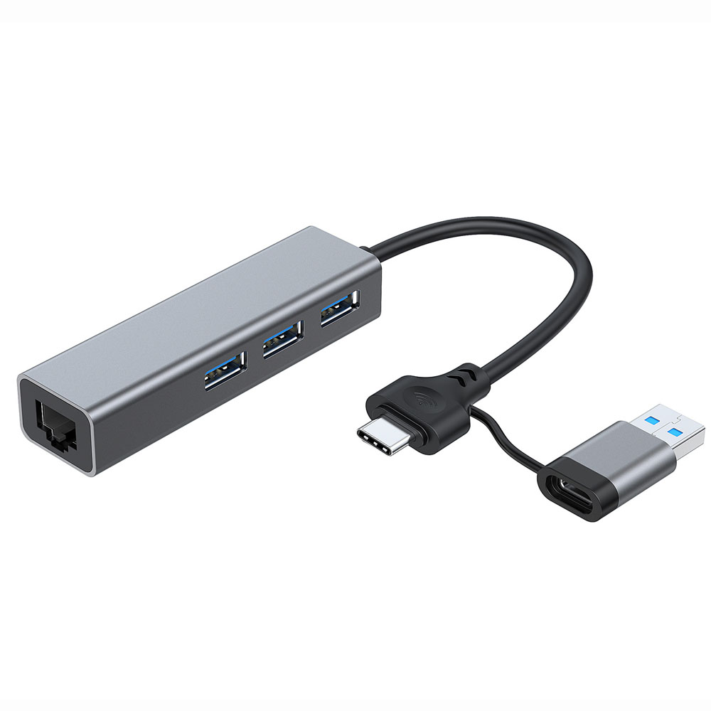 Cáp Chuyển Đổi 2 Đầu USB/ Type C Ra Mạng Lan RJ45 1000Mbps/Gigabit Ethernet SeaSy, Chuyển Đổi 2 Đầu USB/ Type C Ra Mạng Lan, Tích Hợp 3 Cổng USB 3.0, Tốc Độ Truyền 1000Mbps, Tương Thích Với Các Mạng Internet Và Hệ Điều Hành - Hàng Chính Hãng