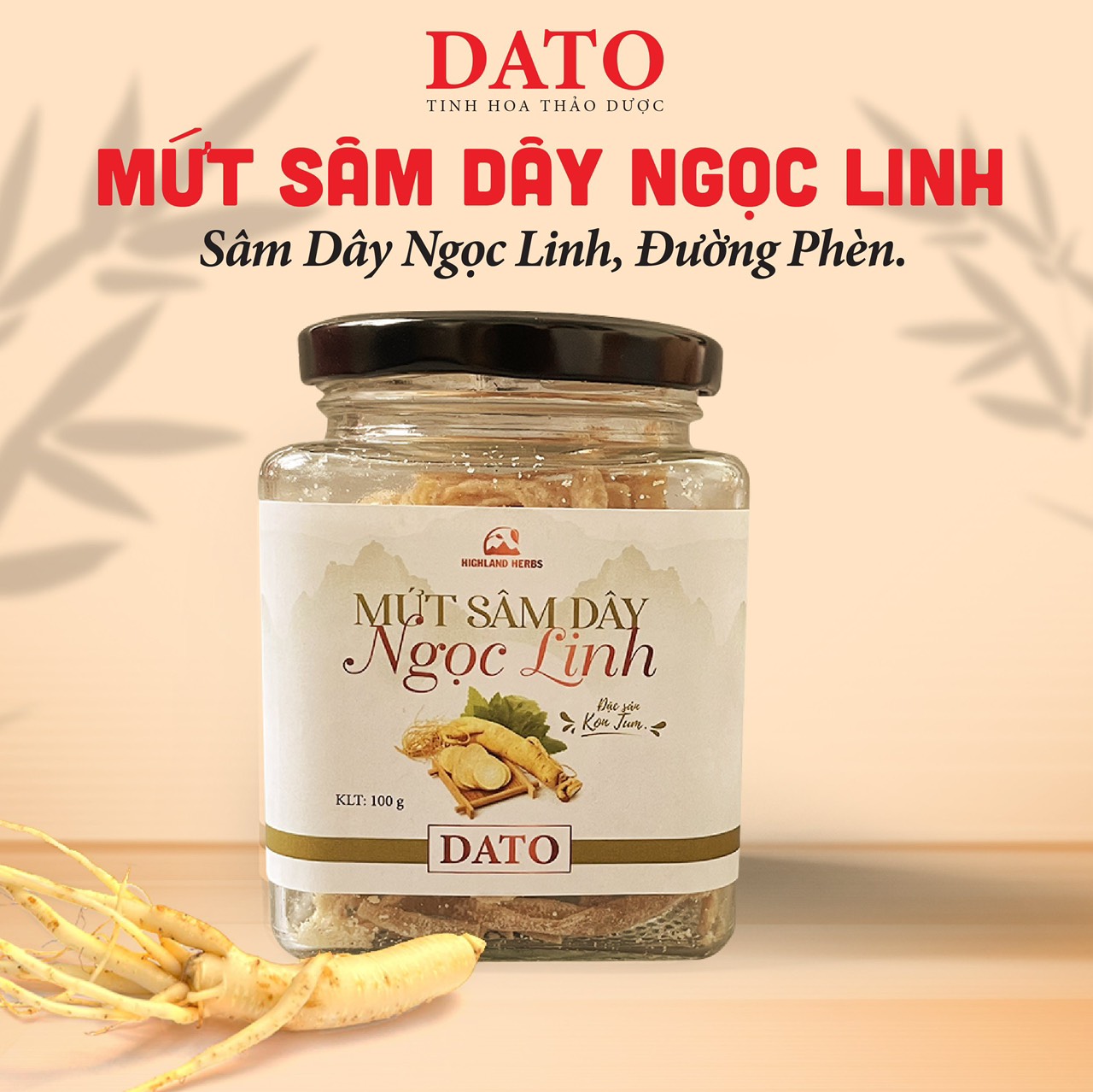Mứt sâm dây Ngọc Linh DATO, ăn ngon,  bồi bổ cơ thể, phục hồi sức khỏe, tăng cường hệ miễn dịch