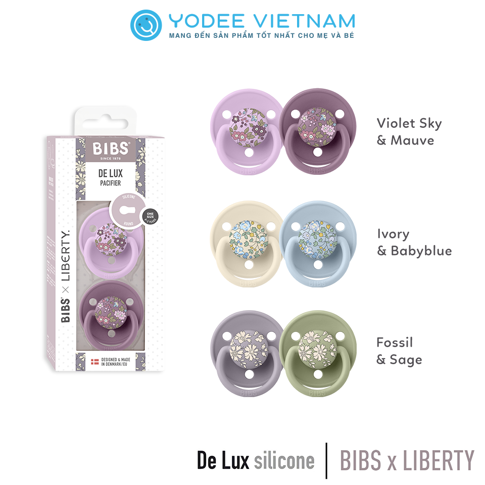 TI NGẬM BIBS DELUX S LIBERTY ( 2 CÁI/HỘP) tặng kèm nắp đậy