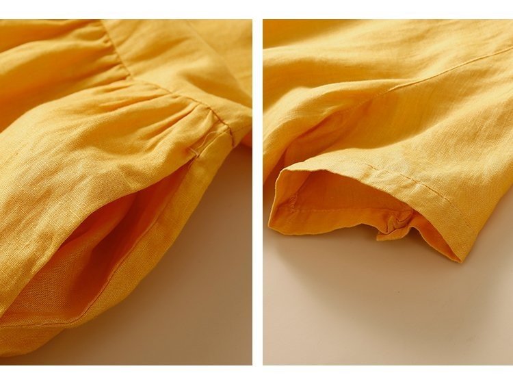 Váy đầm sơ mi suông, váy sơ mi ngắn tay form rộng chất liệu linen cao cấp mãu mới Đũi Việt DV158