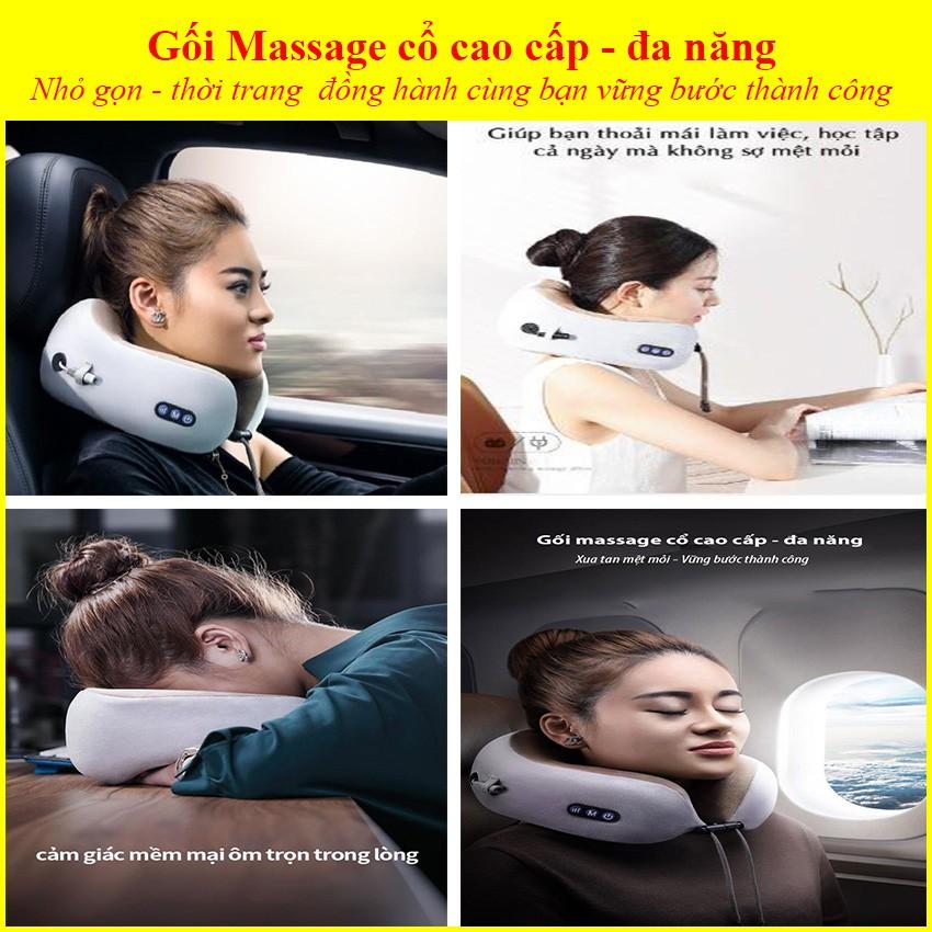 Gối massage cổ chữ U cao cấp giúp lưu thông máu huyết kiêm gối ngủ tiện lợi