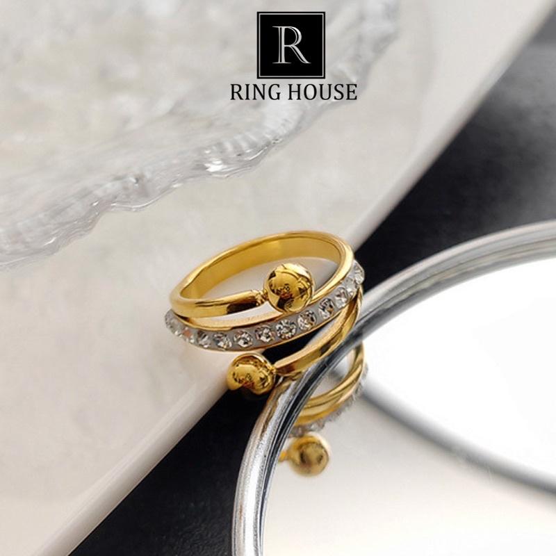 Nhẫn Nữ Titan Ba Xoắn Viền Ngọc Đẹp Không Đen Ring House