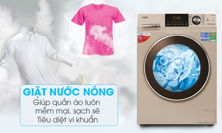 Chăm sóc làn da của người sử dụng với tính năng giặt nước nóng diệt khuẩn Giặt nước nóng - Máy giặt Aqua Inverter 8.5 kg AQD-DD850A (N2)