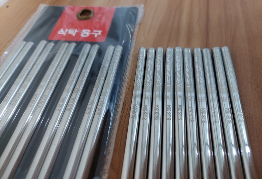 Sét 5 Đôi Đũa Inox SUS 304 Cán Vuông Hàn Quốc