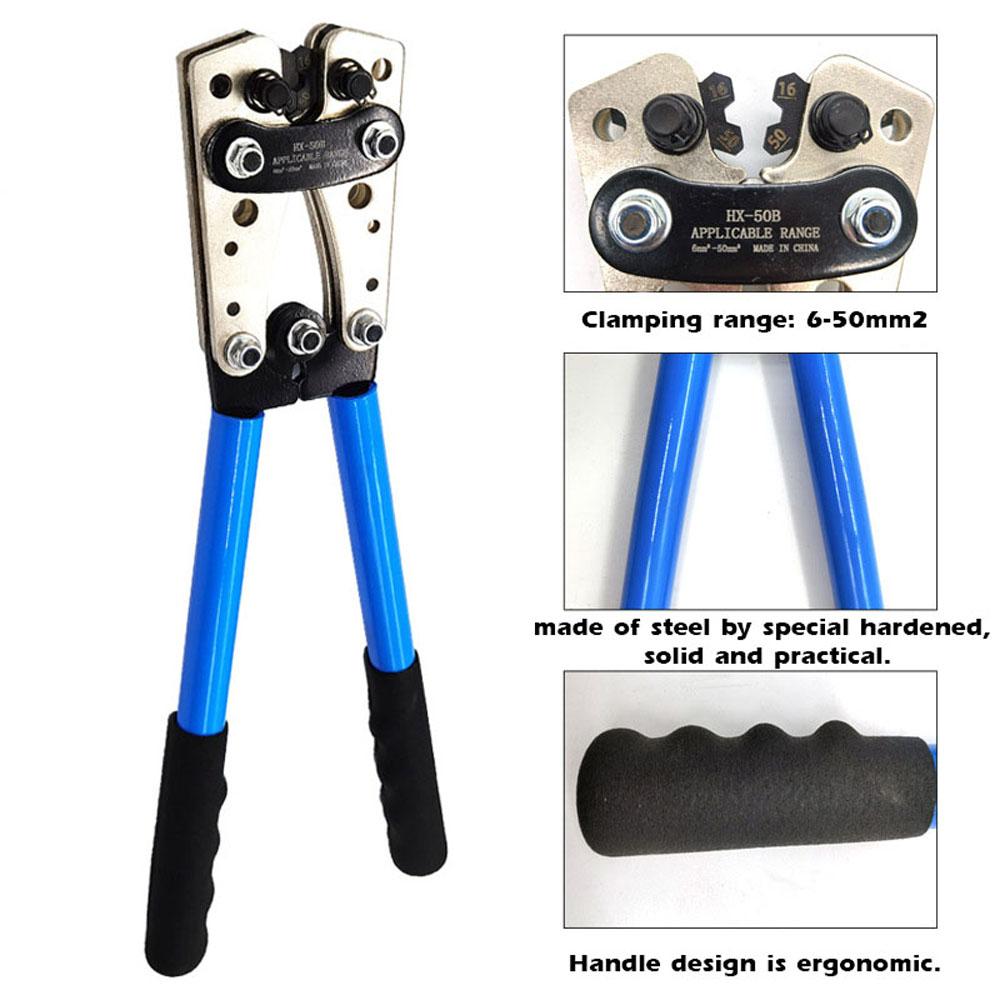 HX-50B Portable Cable Crimping Tool Professional Terminals Crimper Plier Car Auto Copper R-ing Terminal Wire Crimp