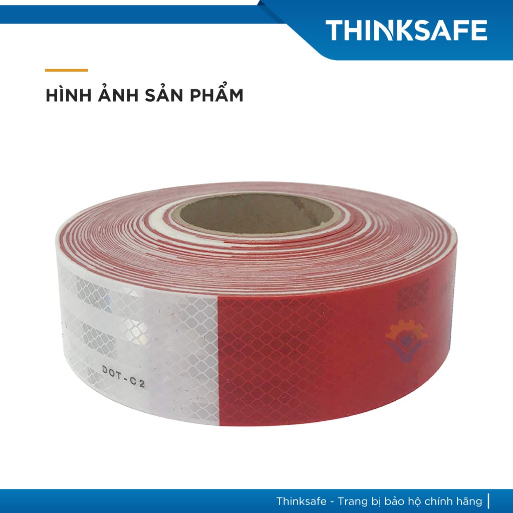 Băng keo phản quang 3M 983 phản quang theo cấu trúc kim cương, bền đẹp, màu trắng đỏ