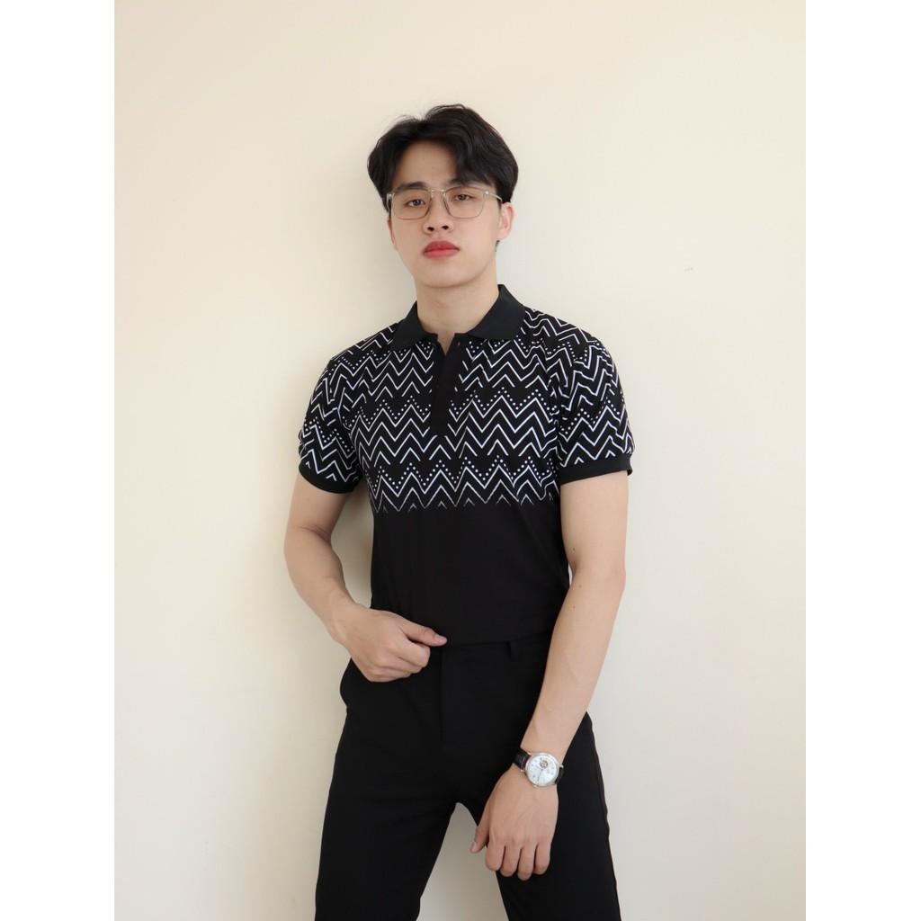 Áo thun cổ trụ ngắn tay phong cách lịch lãm