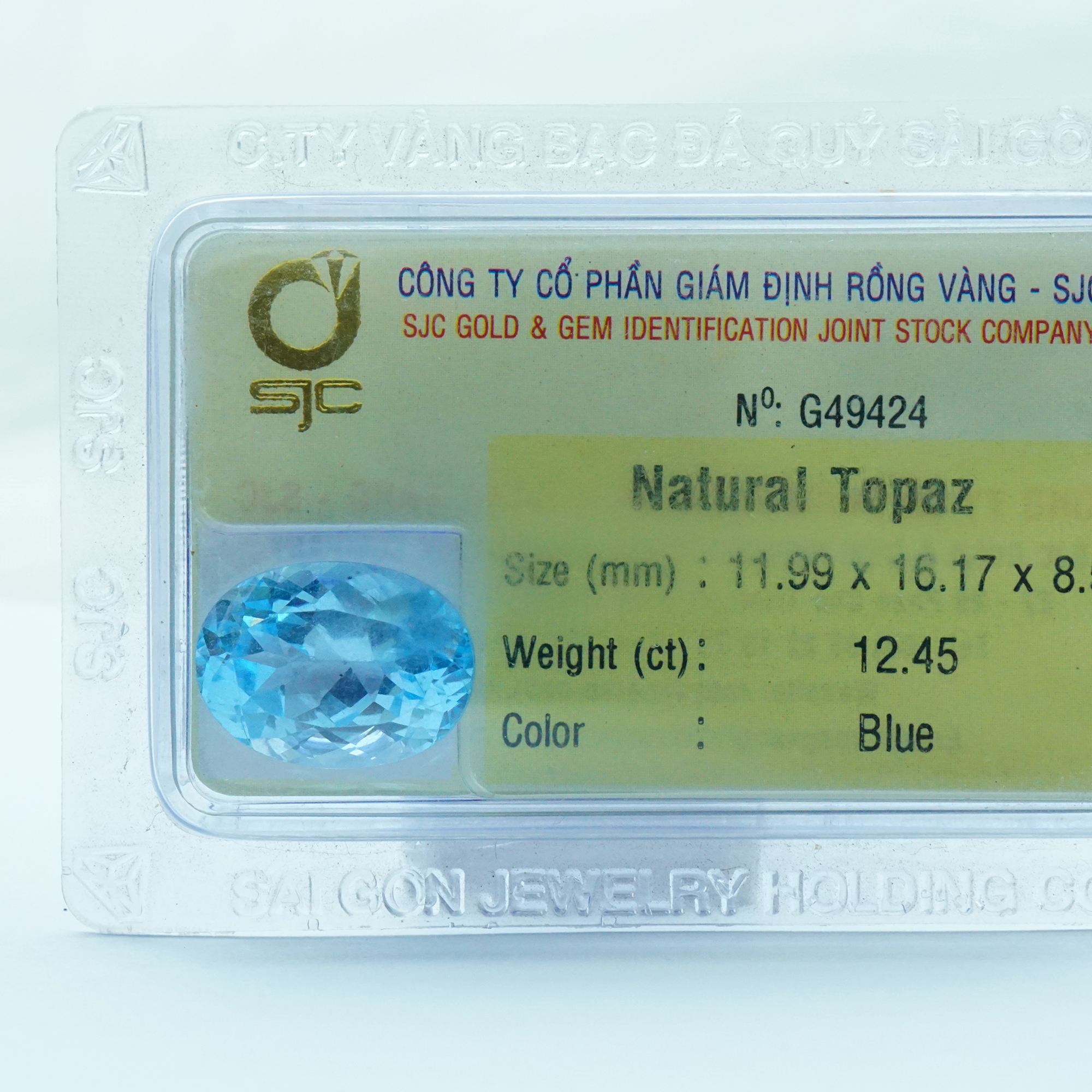 Viên đá Topaz kiểm định tự nhiên mài giác oval - 49424