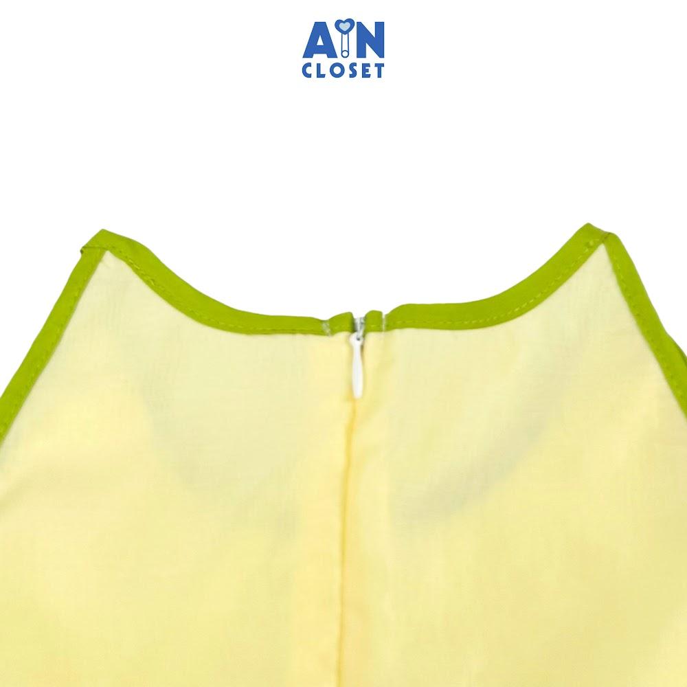 Đầm bé gái họa tiết 3 Tầng Vàng Xanh tơ Nhật - AICDBGHFOLBZ - AIN Closet
