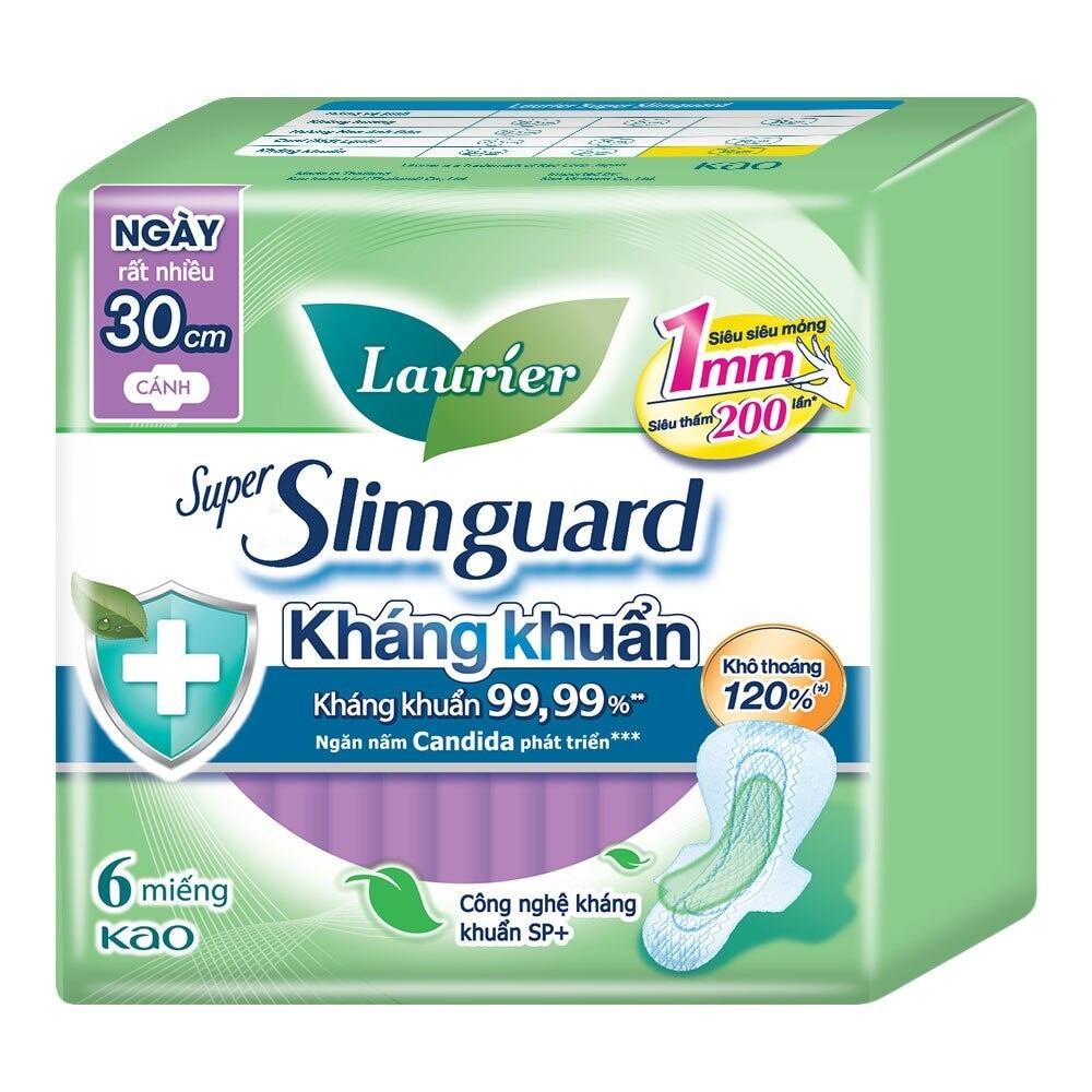 Băng Vệ Sinh Laurier Super Slimguard Kháng Khuẩn Dành Cho Ban Ngày 30cm 6 Miếng