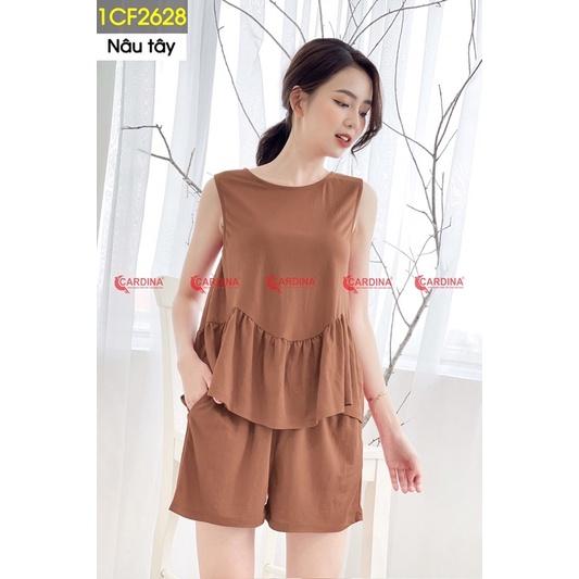Đồ Bộ Nữ  Sát Nách Lượn Gấu Chất Cotton Thoáng Mát, Siêu Nữ Tính -1CF26