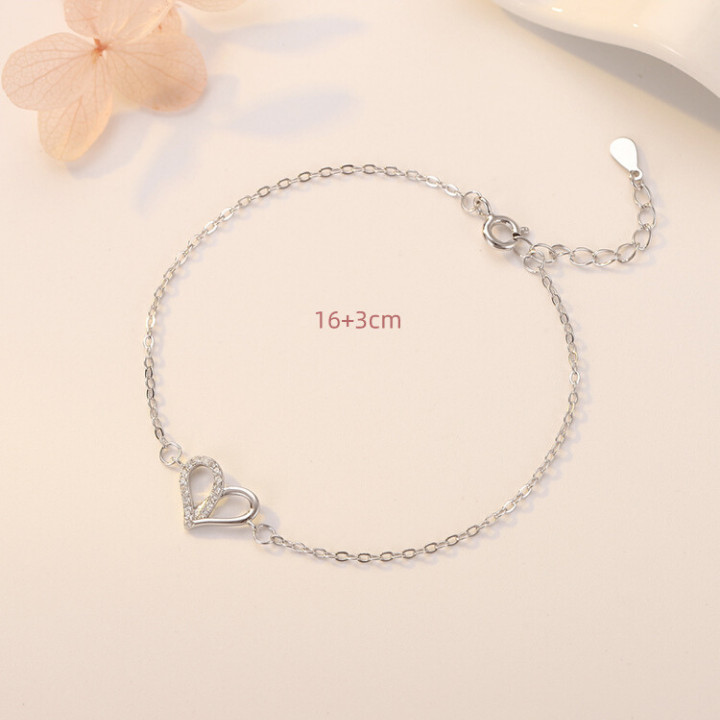 Lắc bạc đẹp, Lắc Bạc Tay Nữ 925 trái Tim tình yêu dễ thương