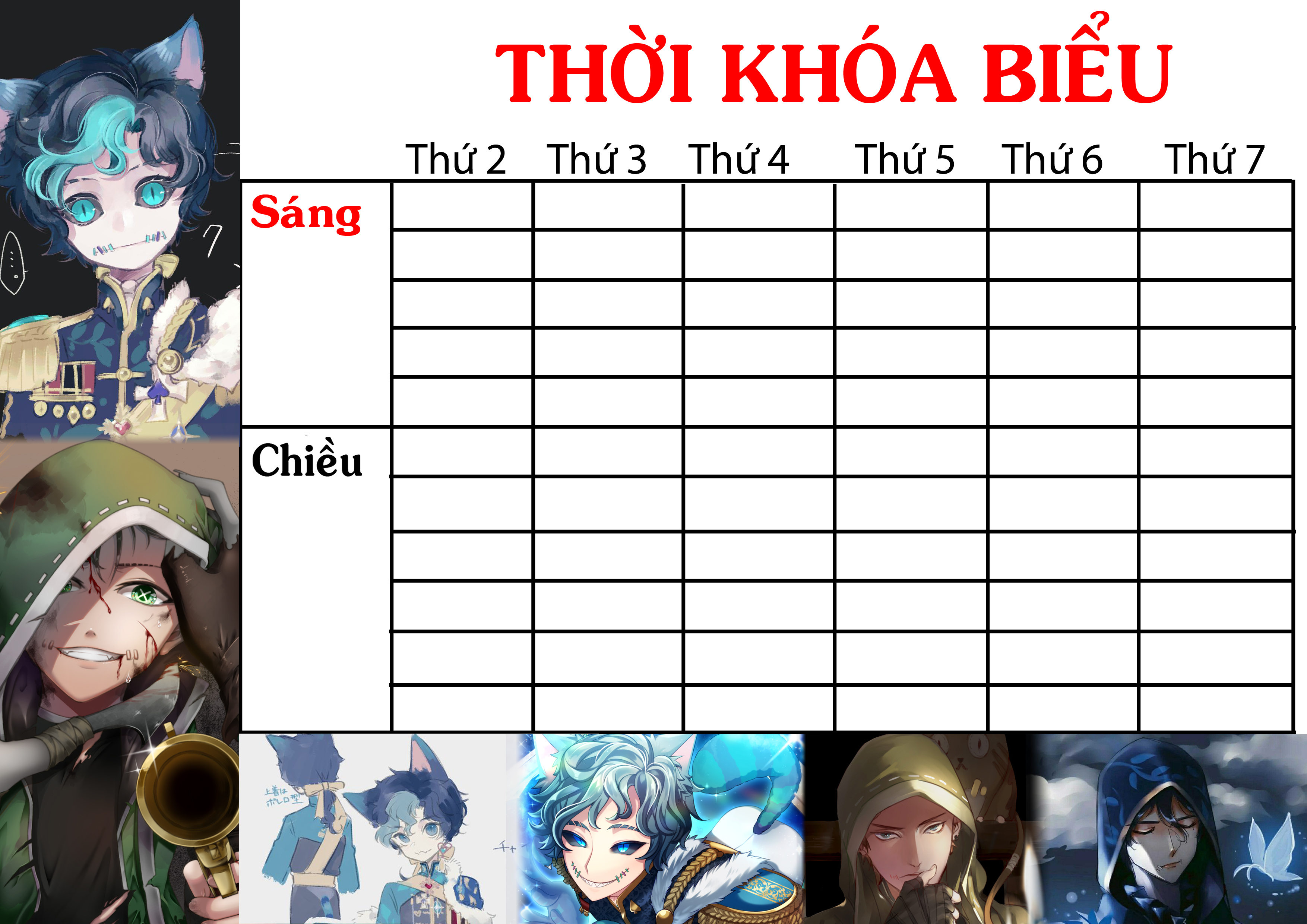 SET 3 THỜI KHOÁ BIỂU Identity V