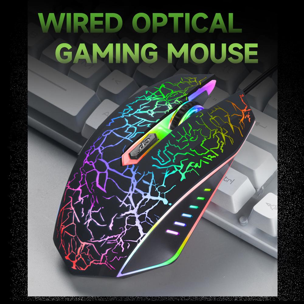Wired Gaming Mouse Optical Mouse Game-level Engine Colorful Breathing Light 4-gear Adjustable DPI Ergonomic Mice White