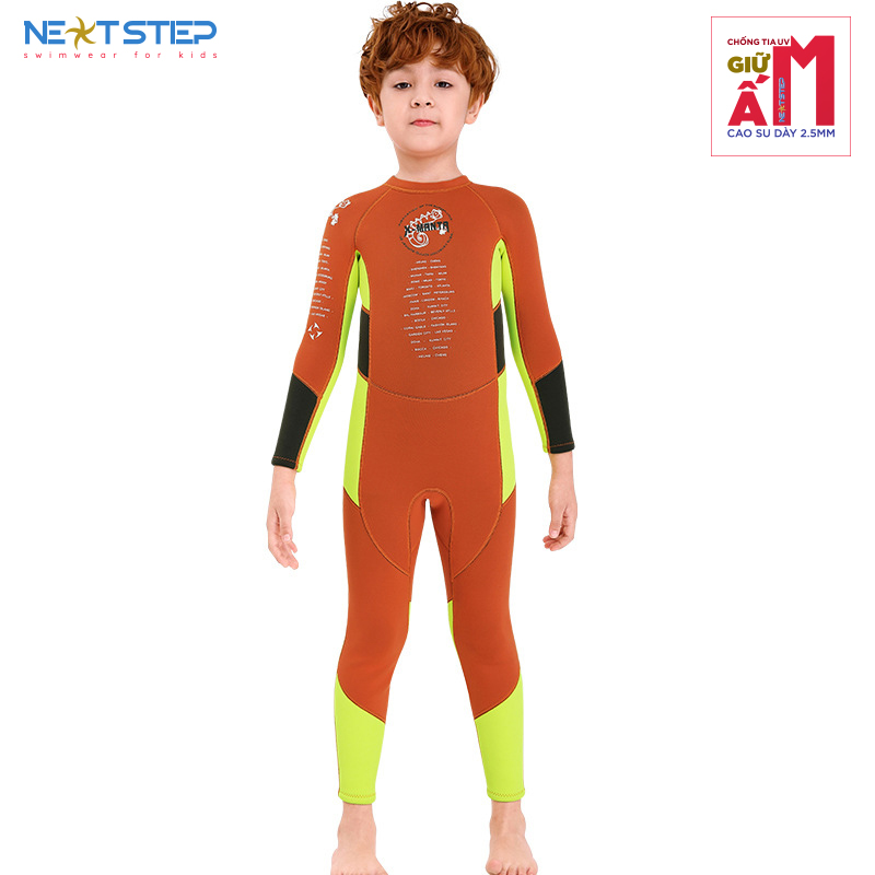 Đồ bơi giữ nhiệt cho bé trai chống nắng chống nước chất liệu cao su Neoprene dày 2.5mm giữ ấm chống tia UV size từ 10kg đến 30kg