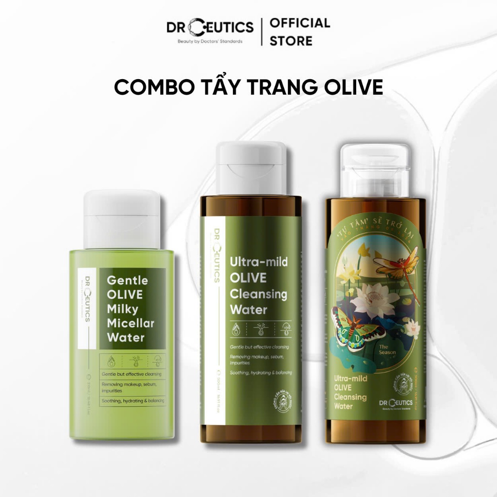 DRCEUTICS Nước Tẩy Trang Ultra-mild OLIVE Cleansing Water Cho Mọi Loại Da, Da Nhạy Cảm (310ml, 500ml)